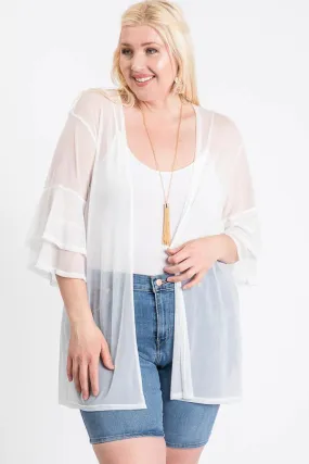 2 COLORS| Plus Size | Ruffle Sleeve Open Cardigan