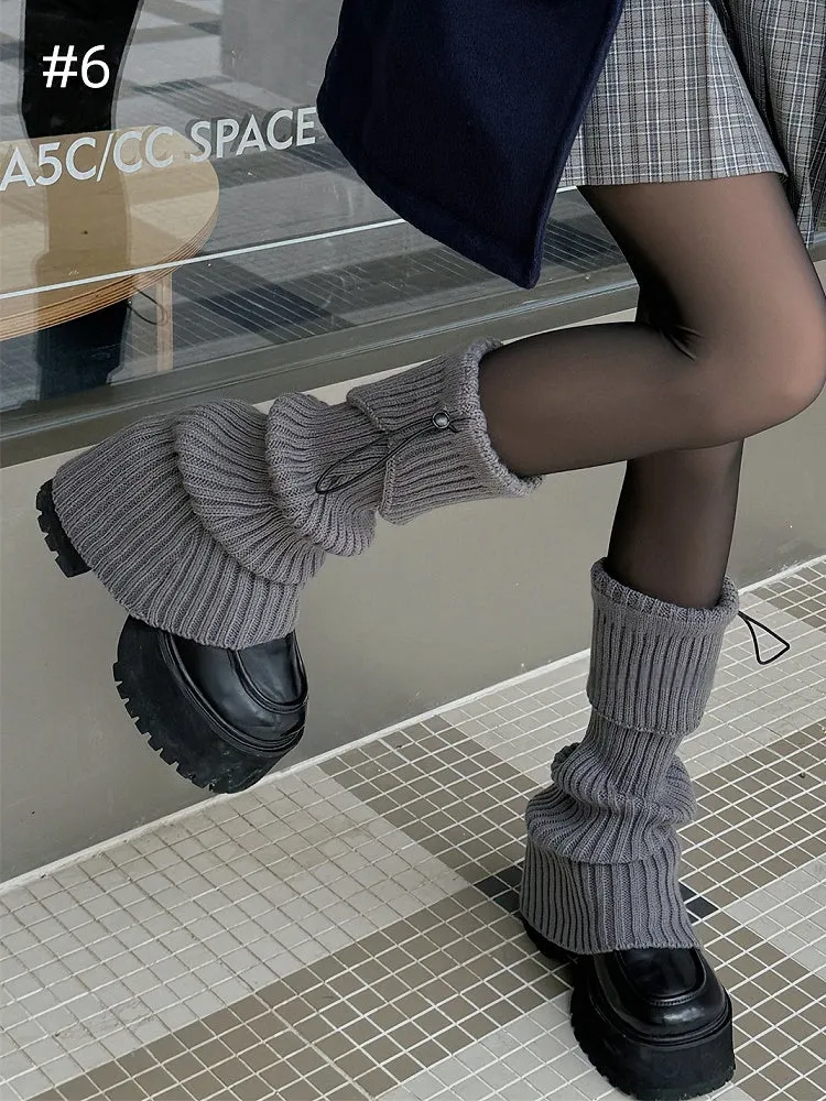 8 Options Drawstring Knitted Leg Warmers