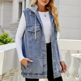 AVERY HOODED DENIM VEST
