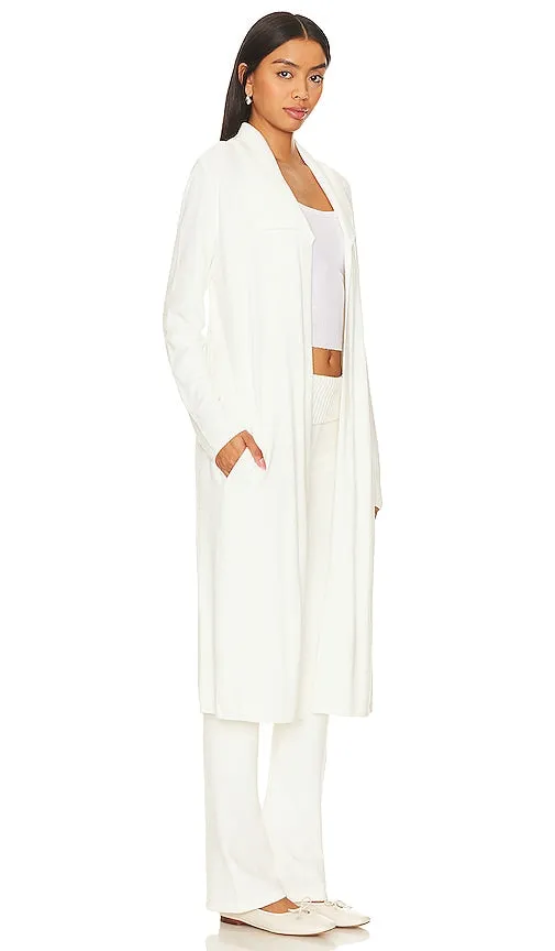 Barefoot Dreams CozyChic Ultra Lite Wide Collar Long Cardi In Pearl in White