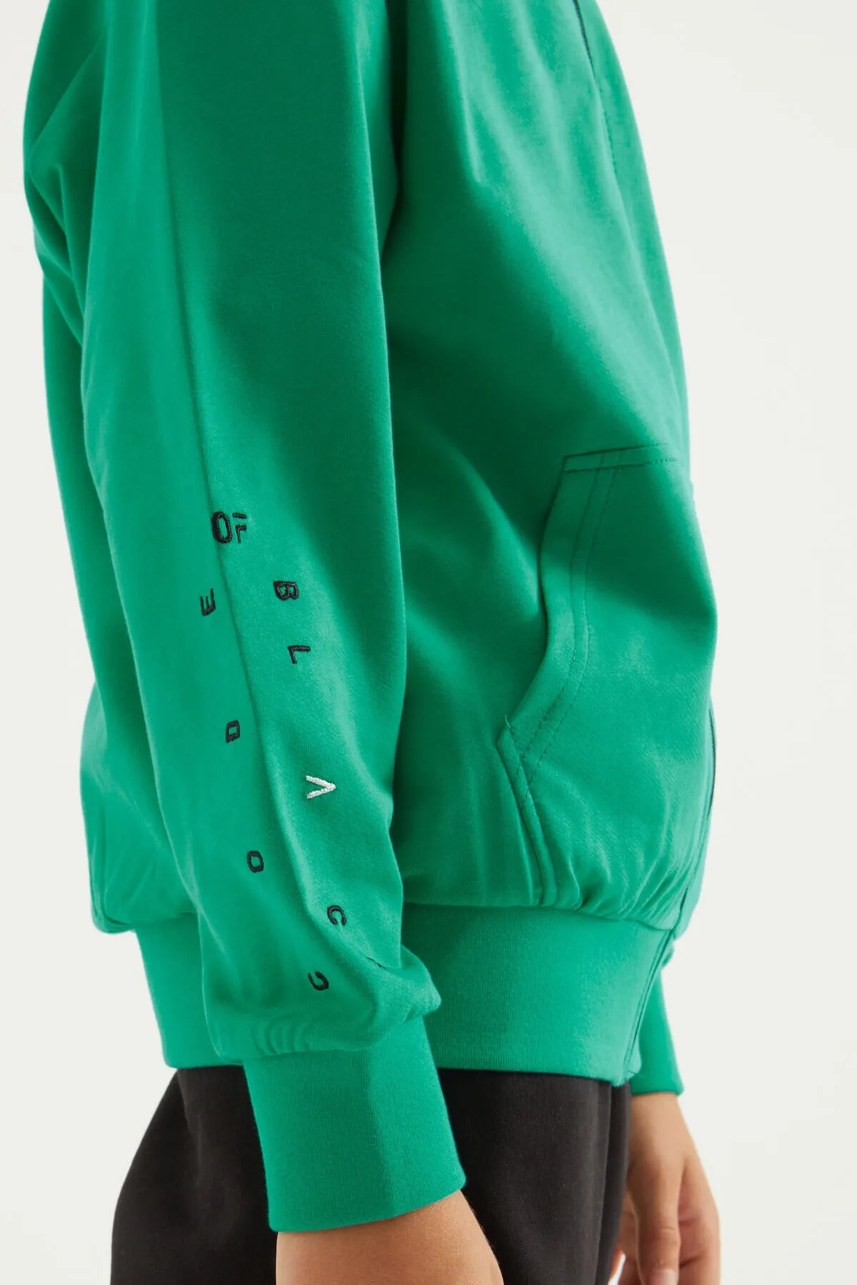 basic dik yaka standart kalip nakiş detayli fermuarli erkek sweatshirt - 11012