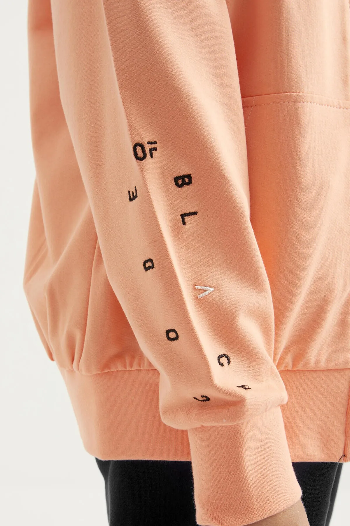 basic dik yaka standart kalip nakiş detayli fermuarli erkek sweatshirt - 11012