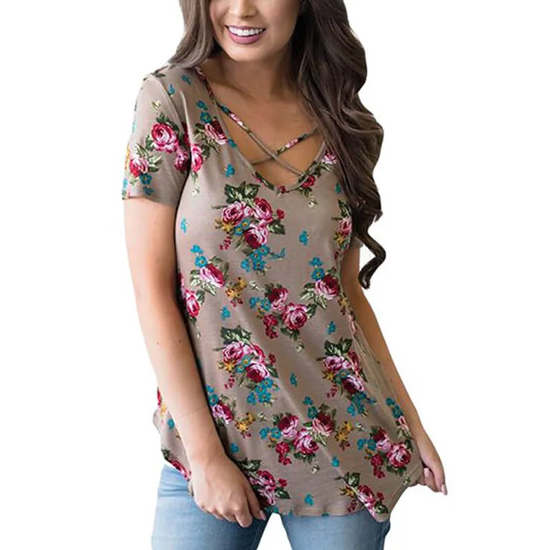 Beautiful Print Scoop Neck Short Sleeve T-shirt