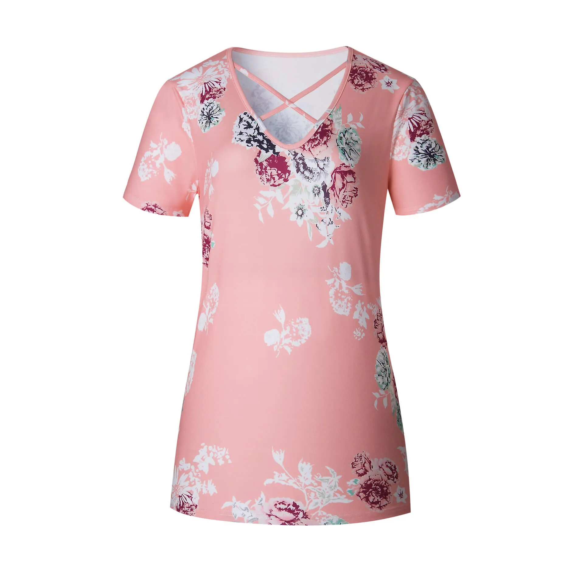 Beautiful Print Scoop Neck Short Sleeve T-shirt