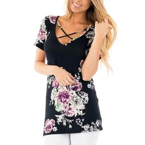 Beautiful Print Scoop Neck Short Sleeve T-shirt