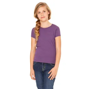 Bella   Canvas Girl's Purple Stretch Rib Short-Sleeve T-Shirt