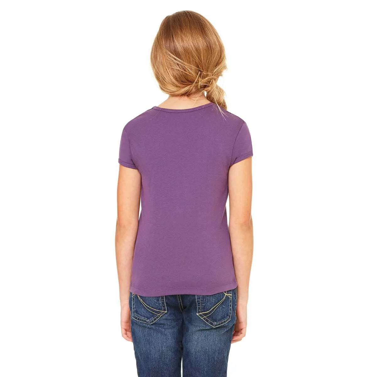 Bella   Canvas Girl's Purple Stretch Rib Short-Sleeve T-Shirt