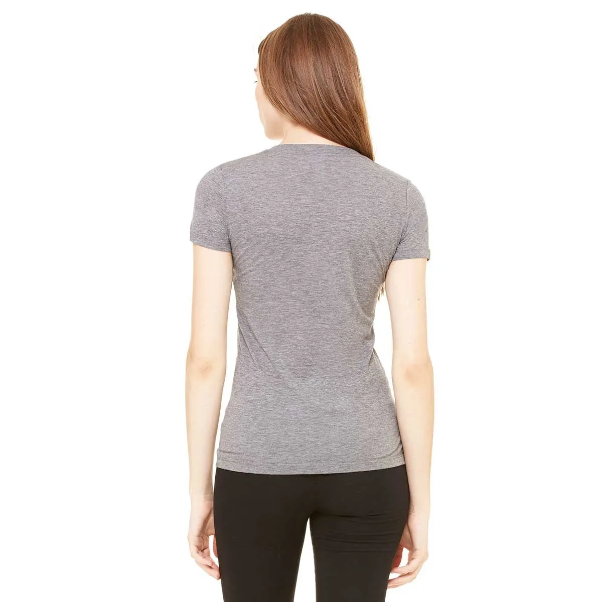 Bella   Canvas Women's Deep Heather Jersey Short-Sleeve Deep V-Neck T-Shirt