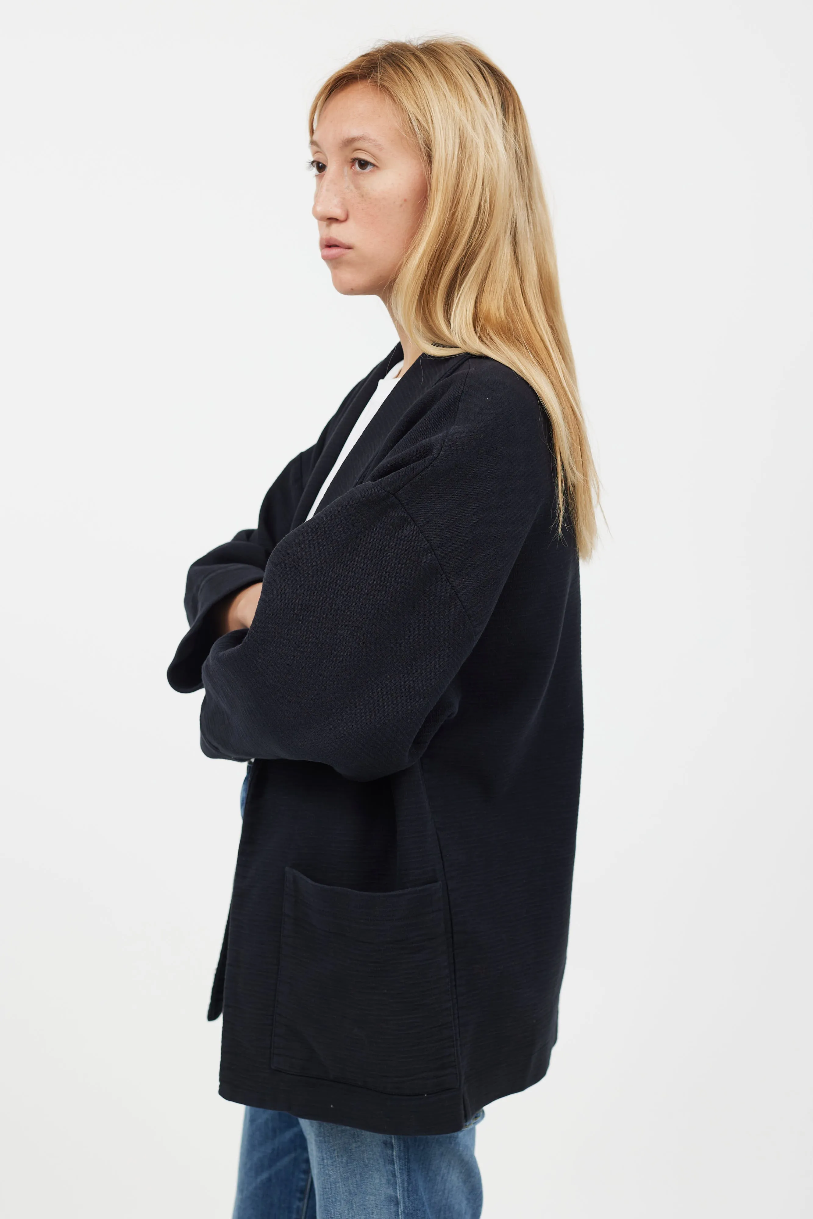 Black Fold Collar Cardigan