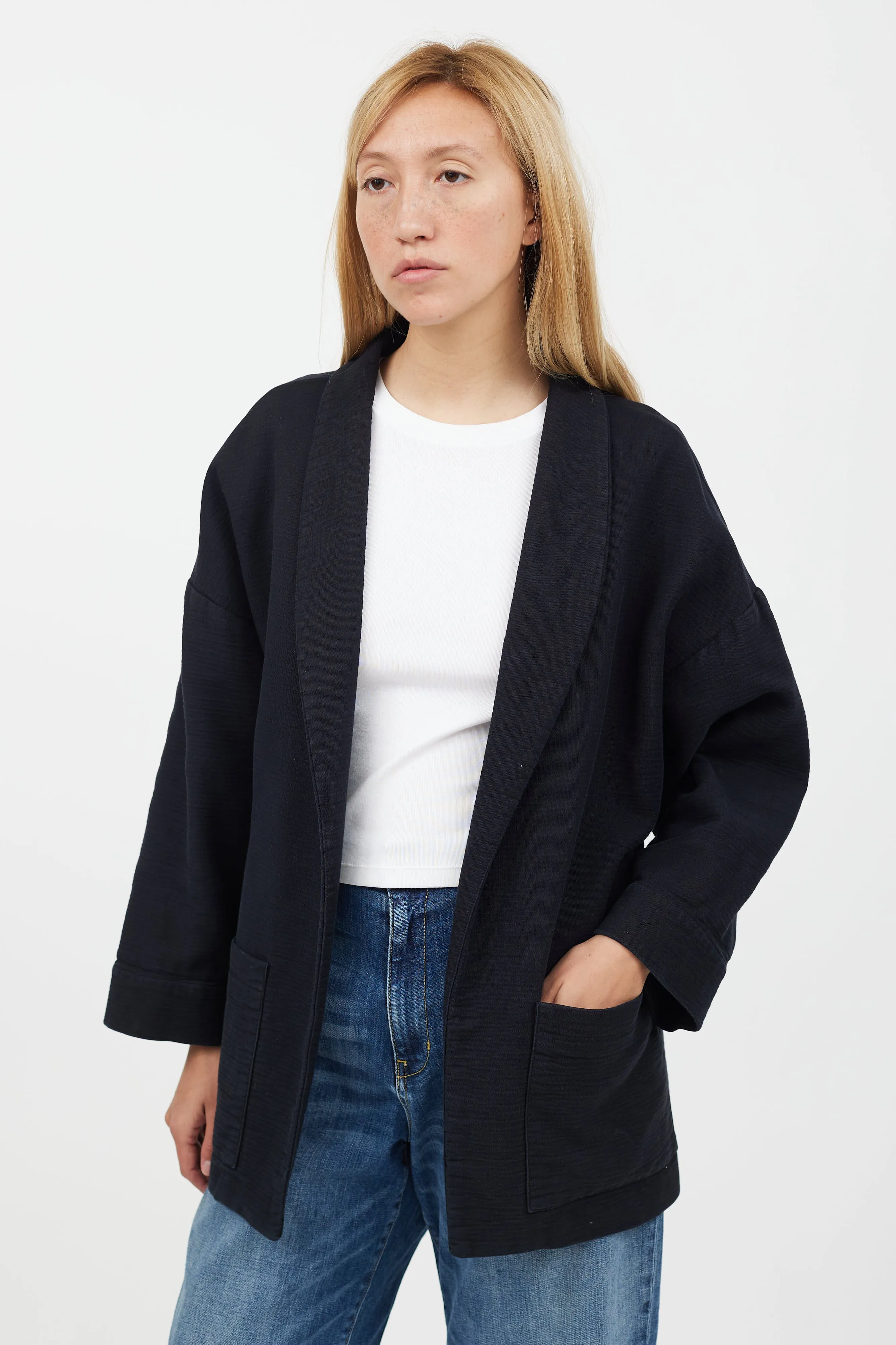 Black Fold Collar Cardigan