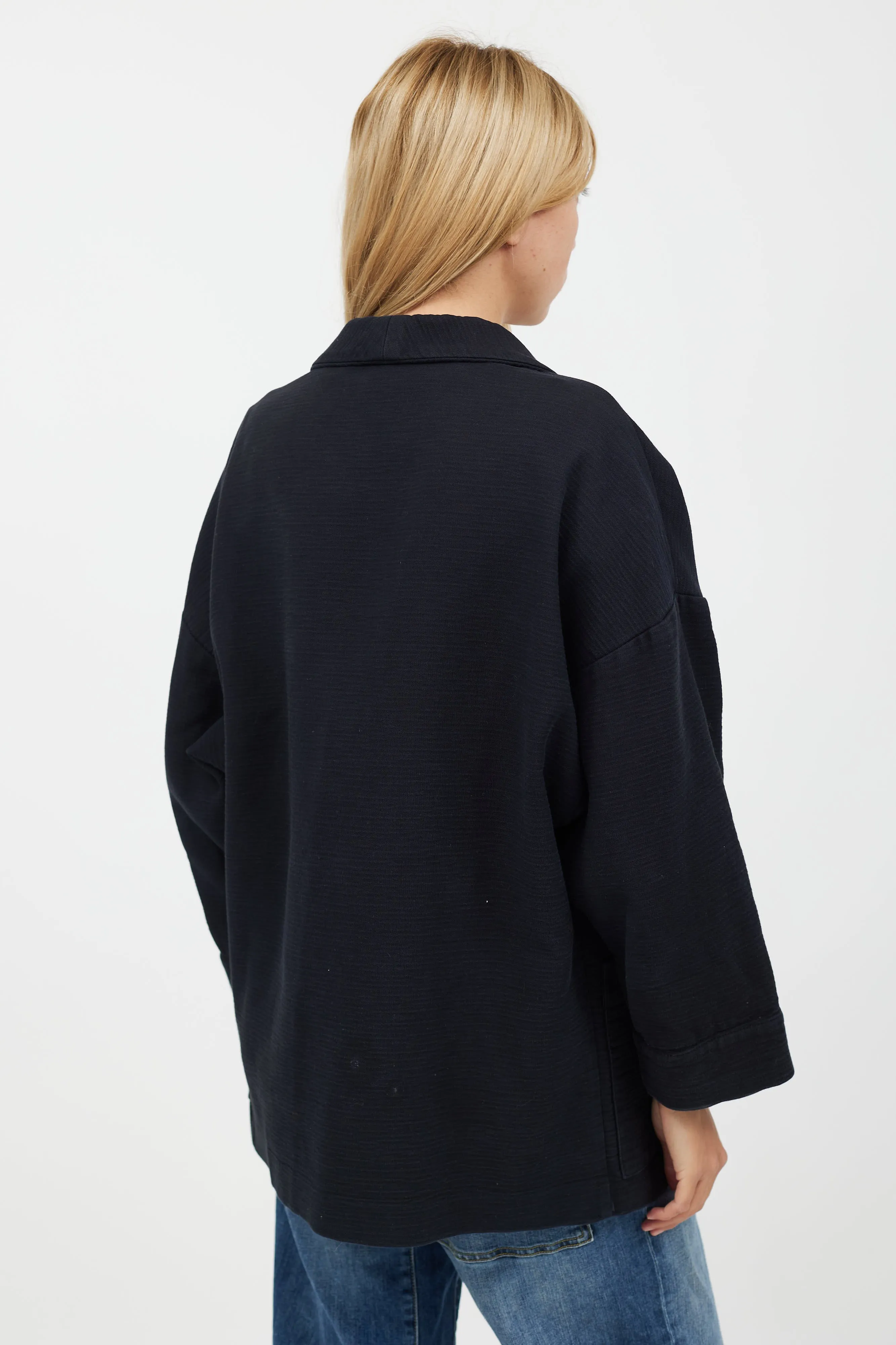 Black Fold Collar Cardigan
