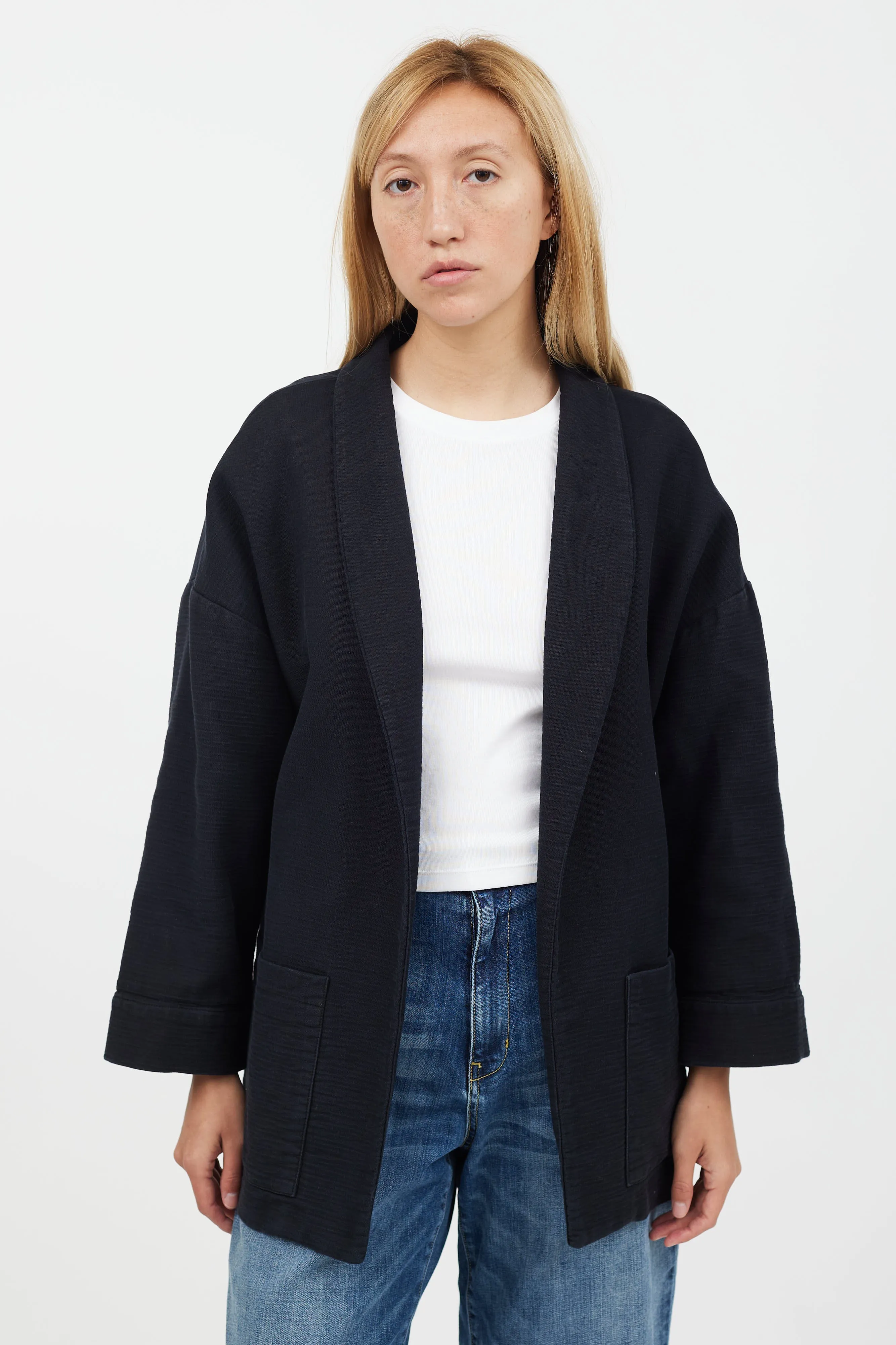 Black Fold Collar Cardigan