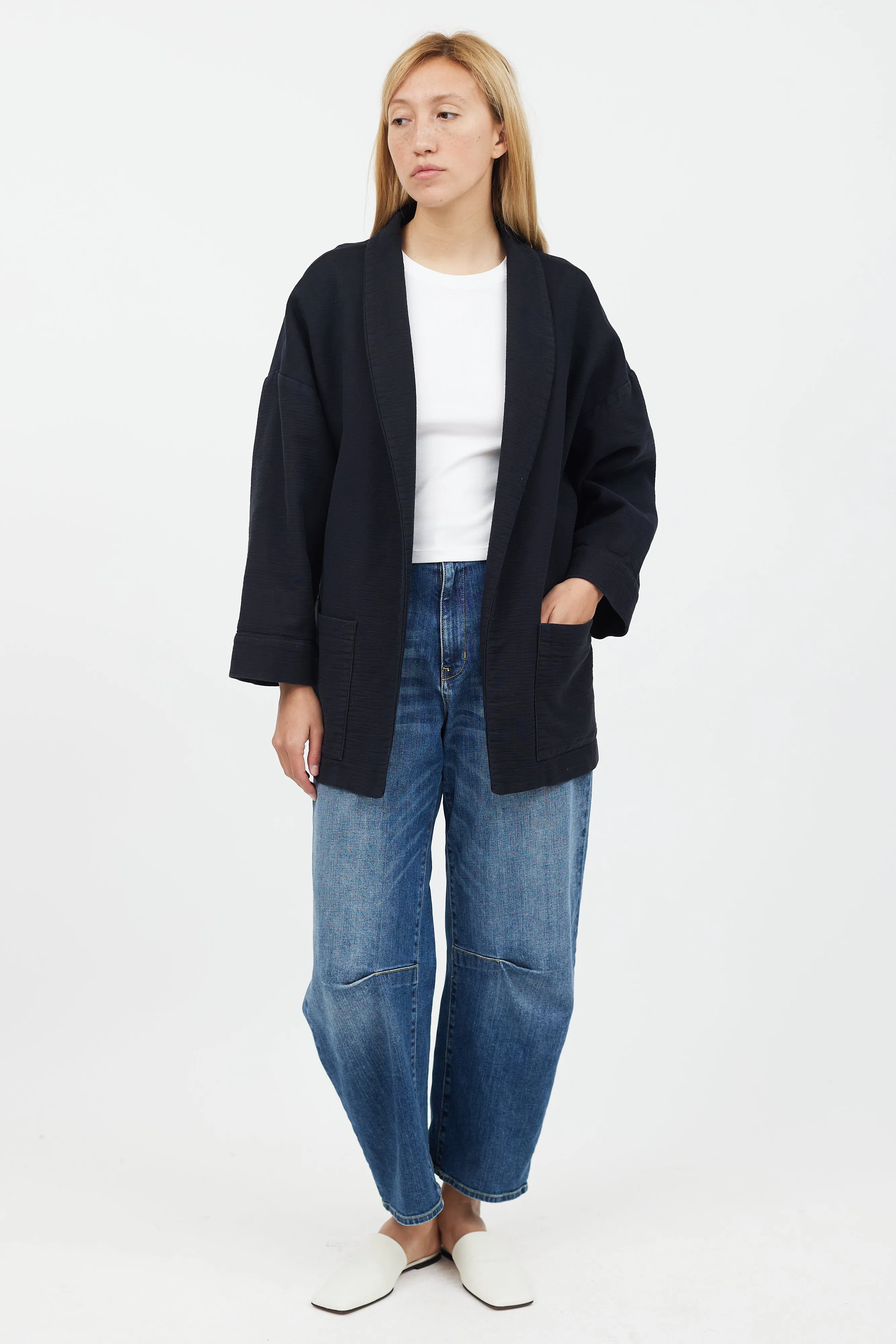 Black Fold Collar Cardigan
