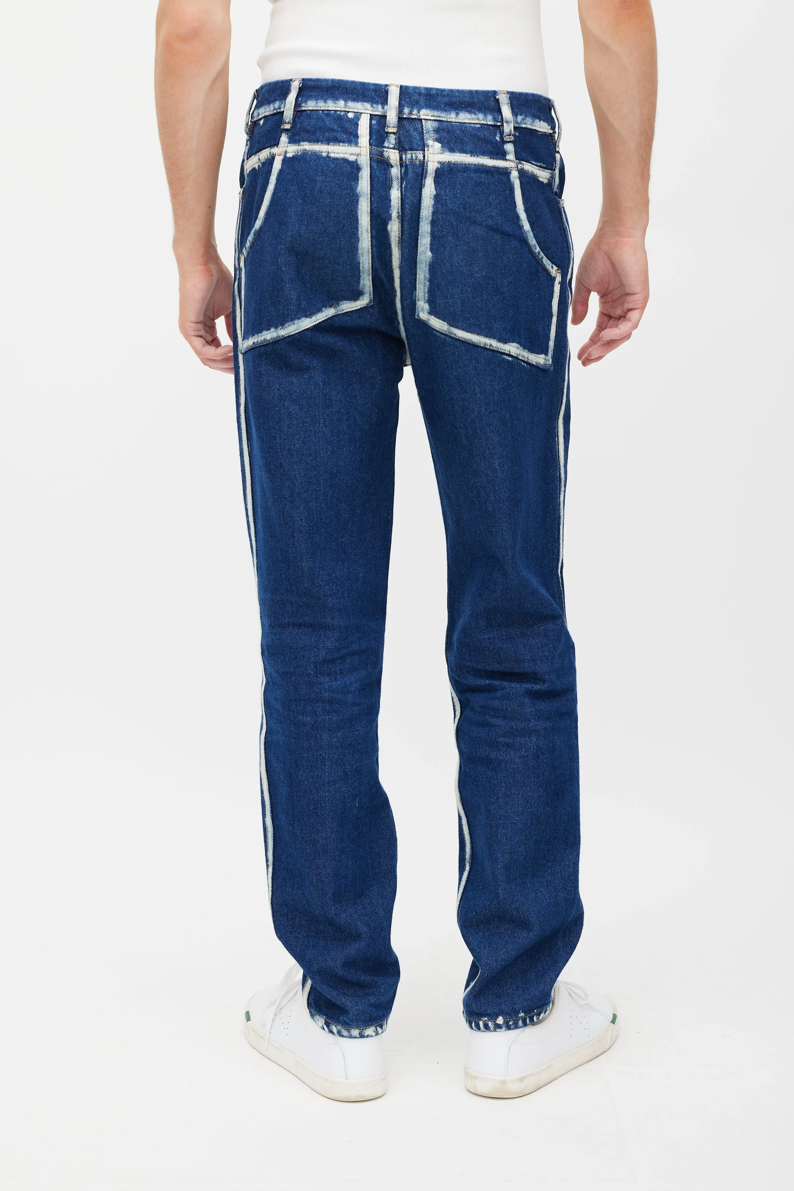 Blue & White Painted Jeans