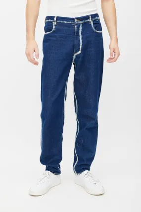 Blue & White Painted Jeans