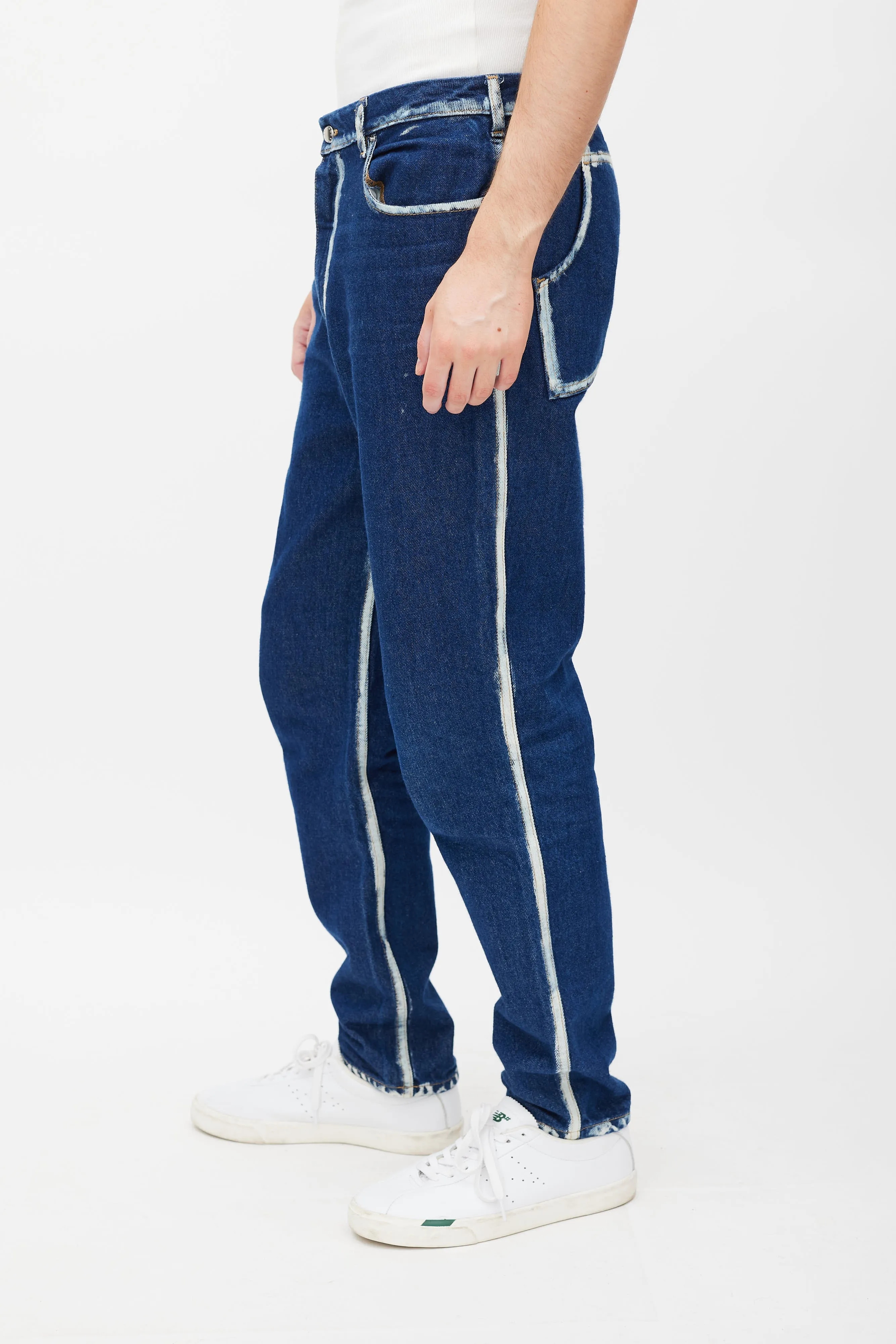 Blue & White Painted Jeans
