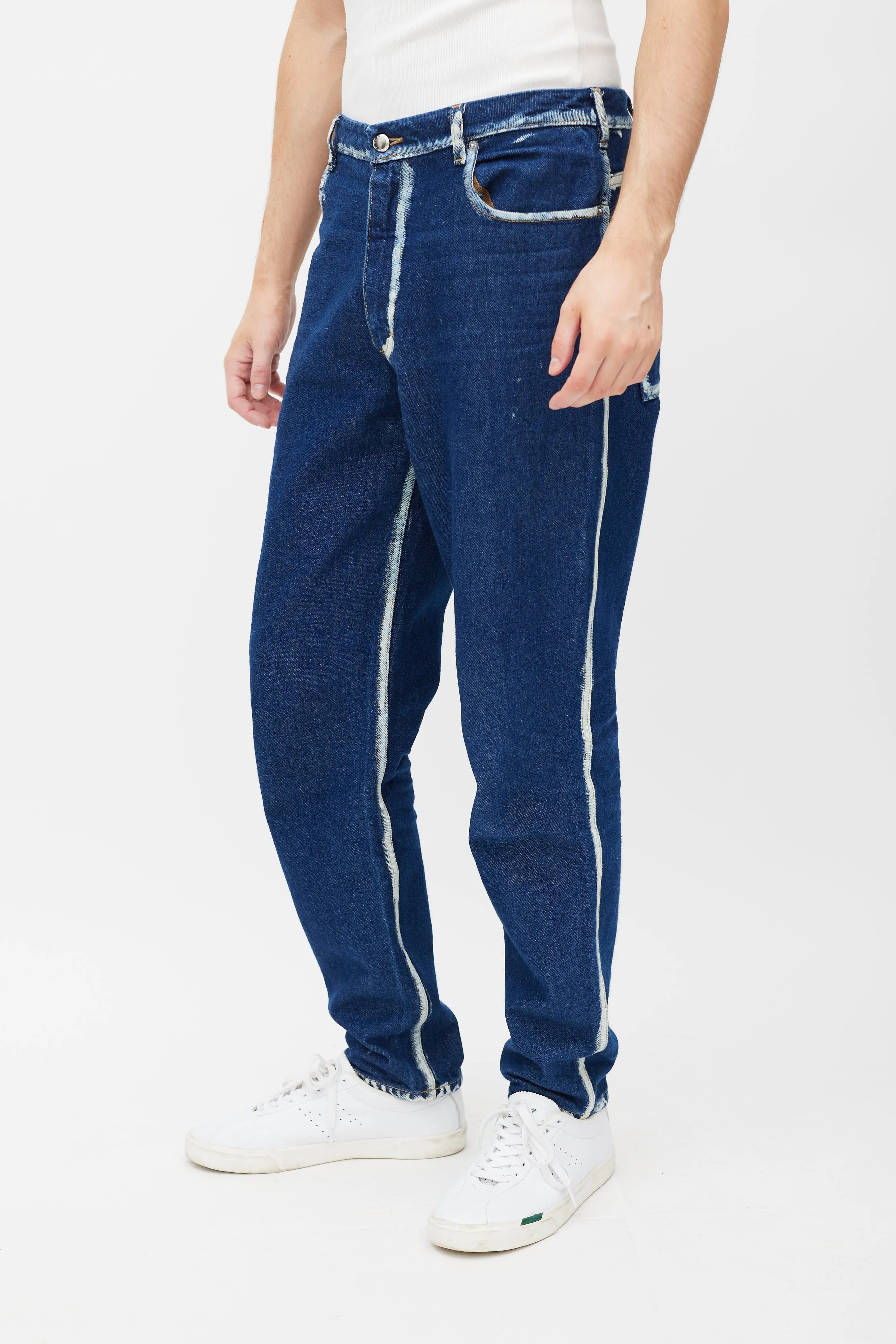 Blue & White Painted Jeans