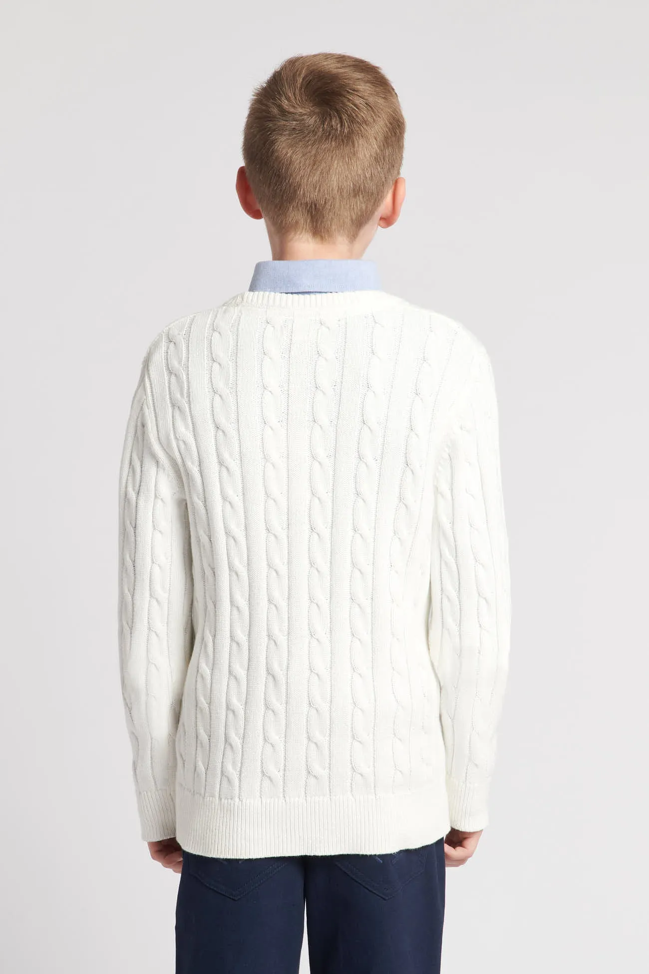 Boys Cable Knit Jumper in Marshmallow
