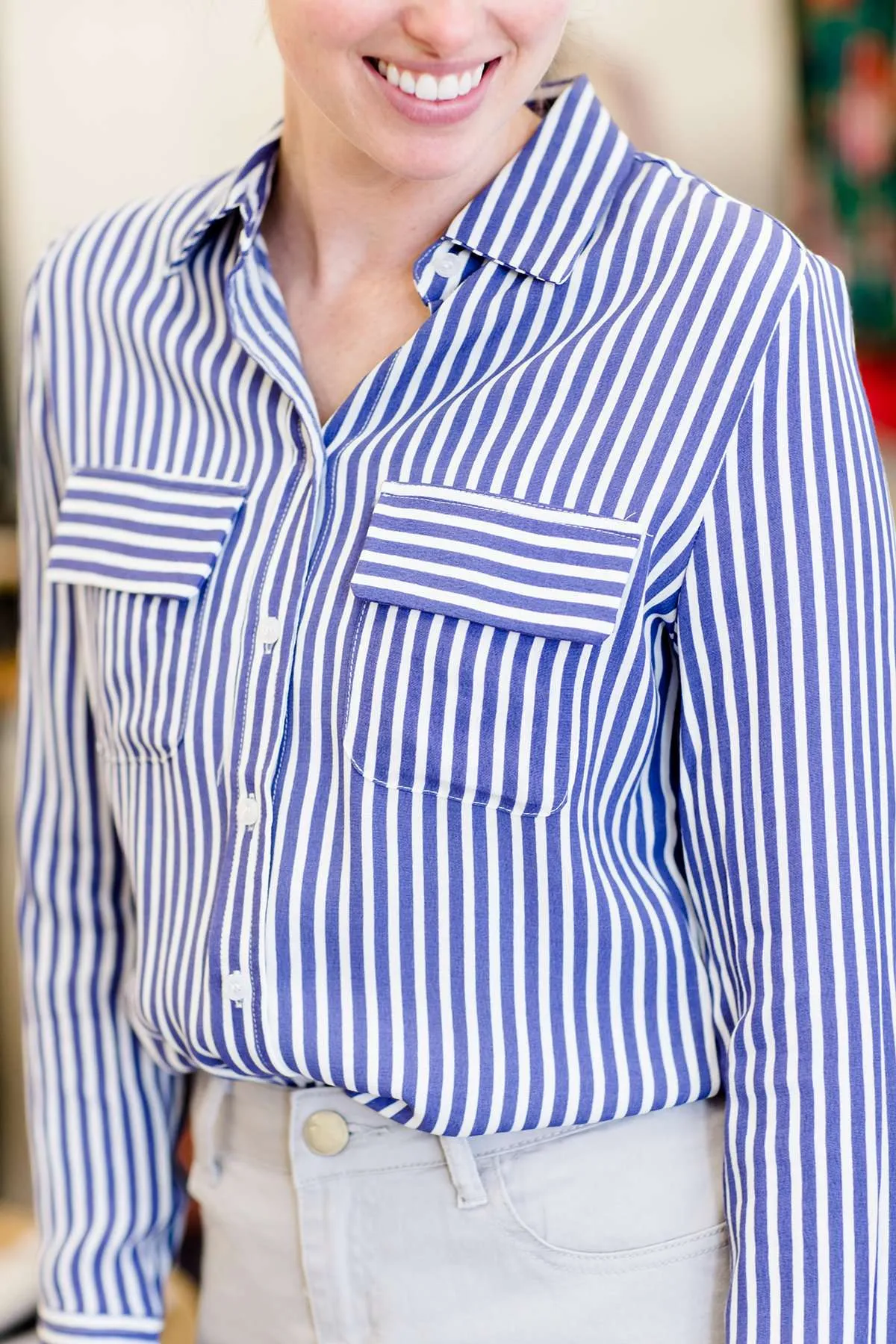 Button Down Striped Top - FINAL SALE