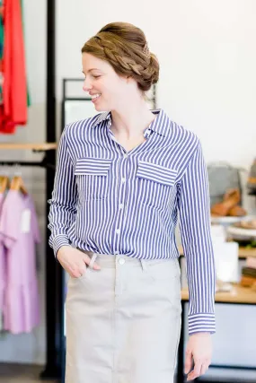 Button Down Striped Top - FINAL SALE