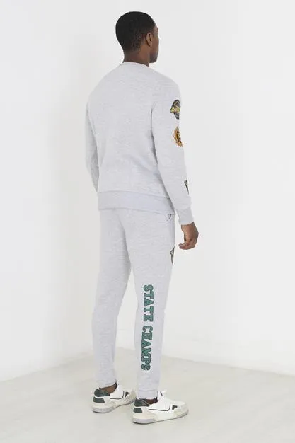 CHEST AND ARM PRINT WITH APPLIQUE DETAIL SWEATSHIRT