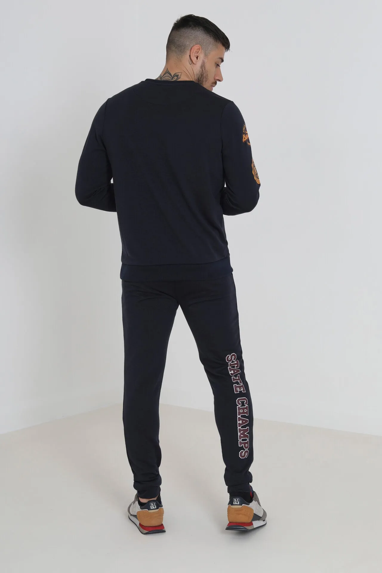 CHEST AND ARM PRINT WITH APPLIQUE DETAIL SWEATSHIRT