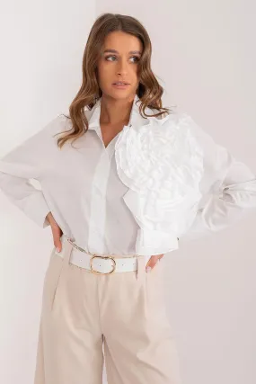 Chic Floral Adorned Long Sleeve Cotton Top