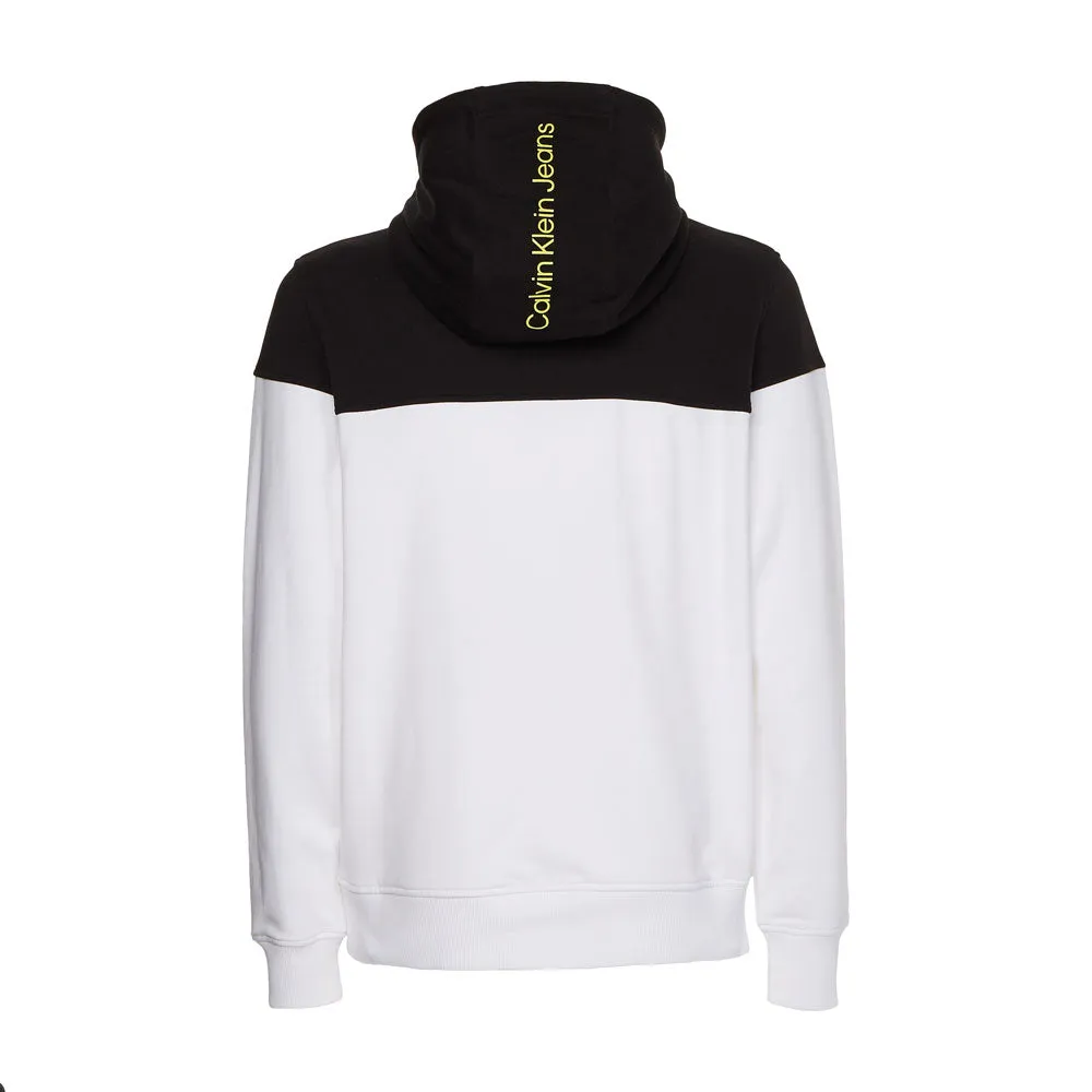 Colorblock Quarter Zip Cotton Hoodie - White