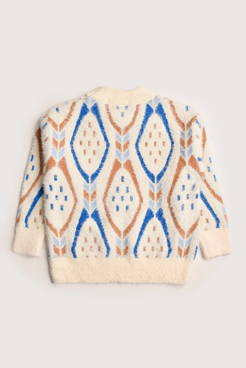 Cream Geometric Sweater