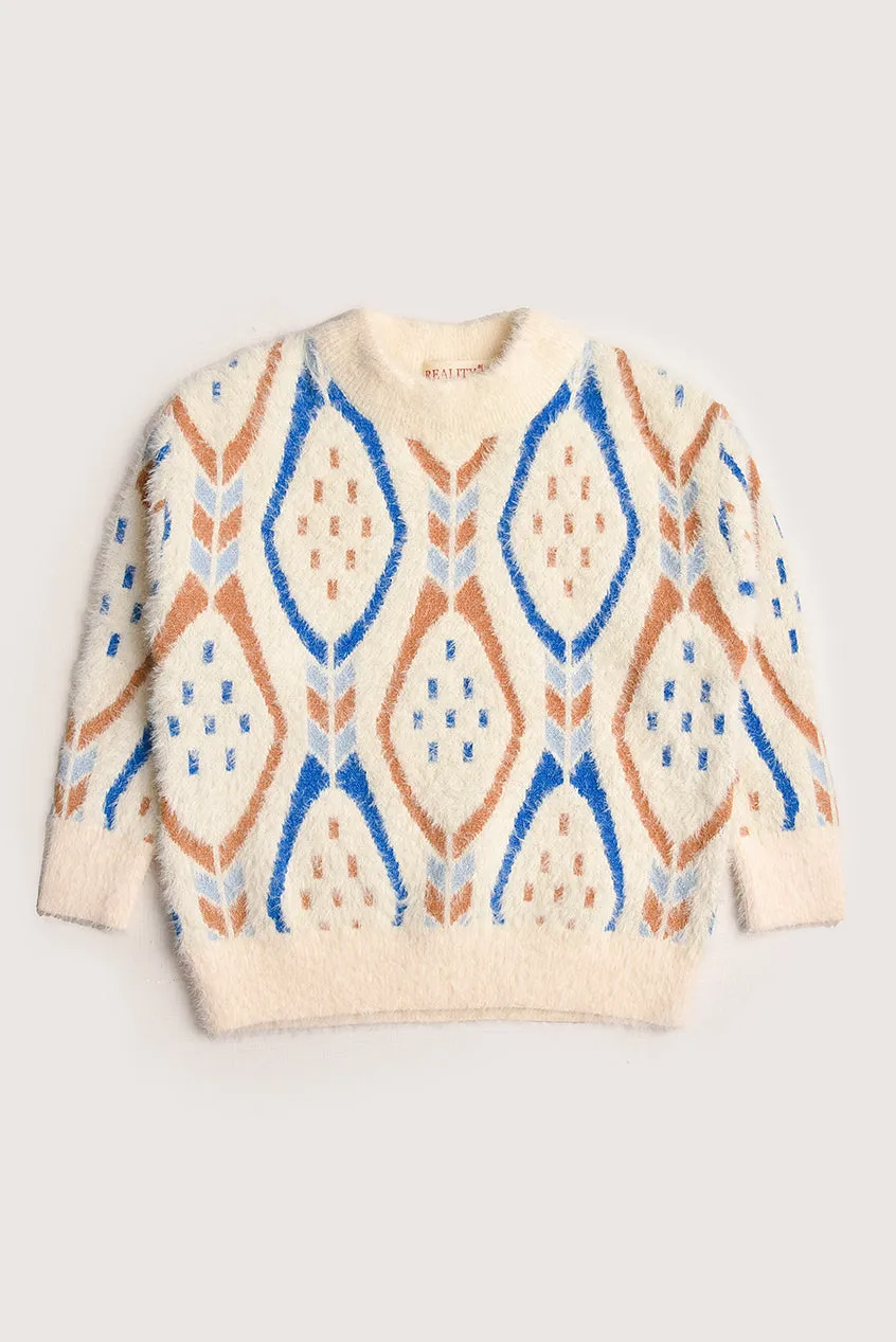 Cream Geometric Sweater
