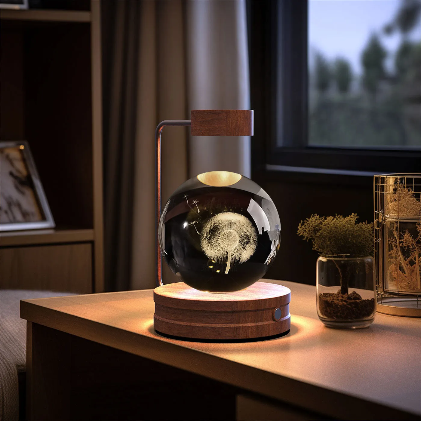 Crystal Ball Night Light | USB LED 3D Warm Bedside Lamp
