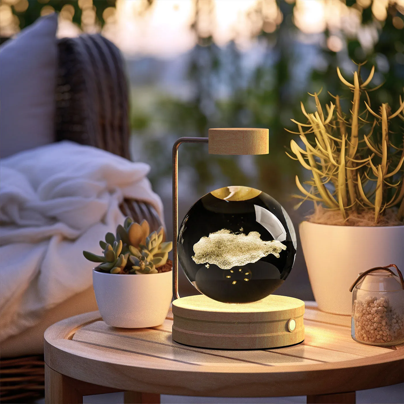 Crystal Ball Night Light | USB LED 3D Warm Bedside Lamp