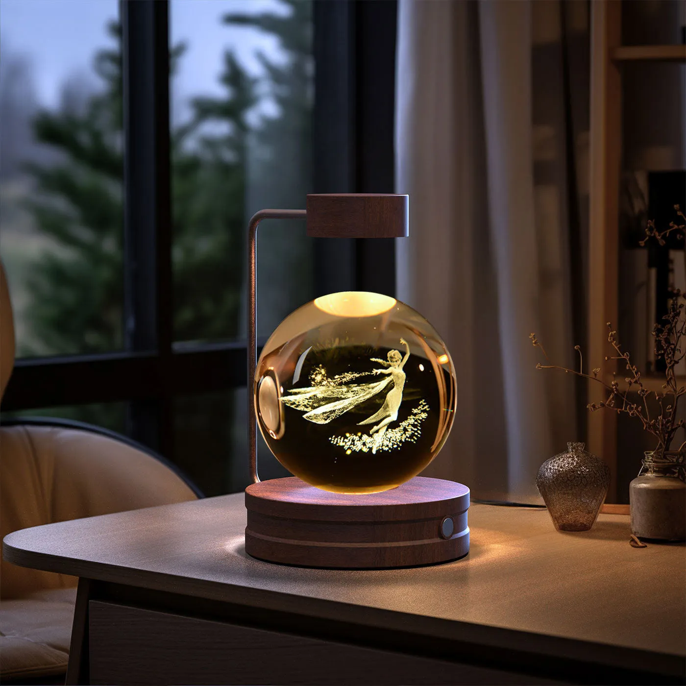 Crystal Ball Night Light | USB LED 3D Warm Bedside Lamp