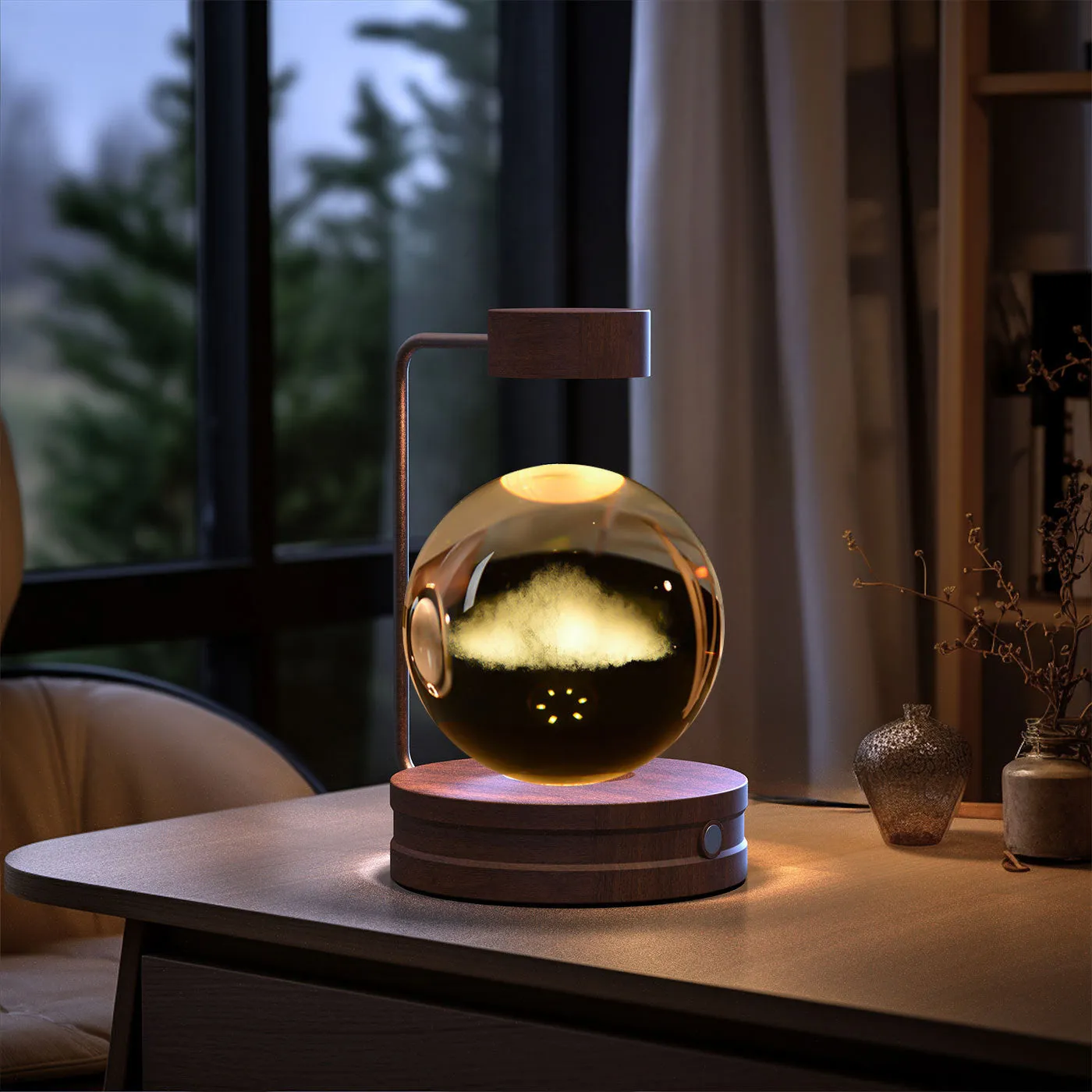 Crystal Ball Night Light | USB LED 3D Warm Bedside Lamp