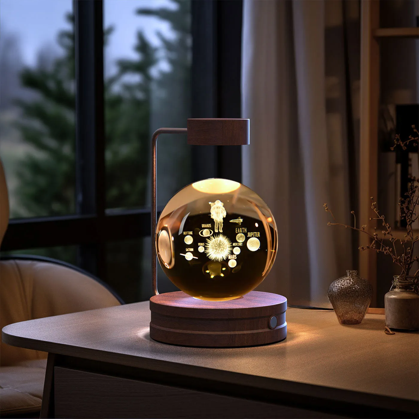 Crystal Ball Night Light | USB LED 3D Warm Bedside Lamp