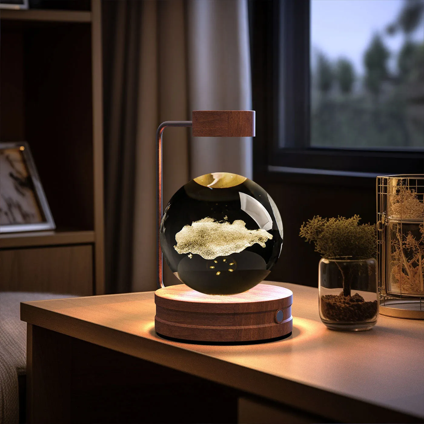 Crystal Ball Night Light | USB LED 3D Warm Bedside Lamp