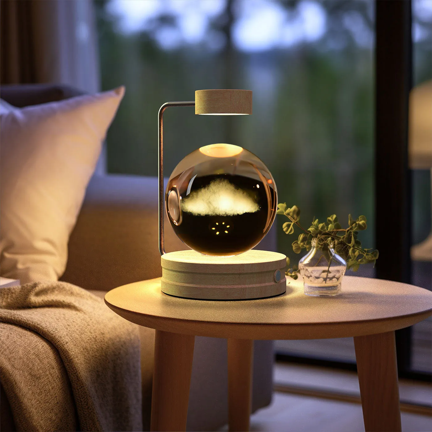 Crystal Ball Night Light | USB LED 3D Warm Bedside Lamp