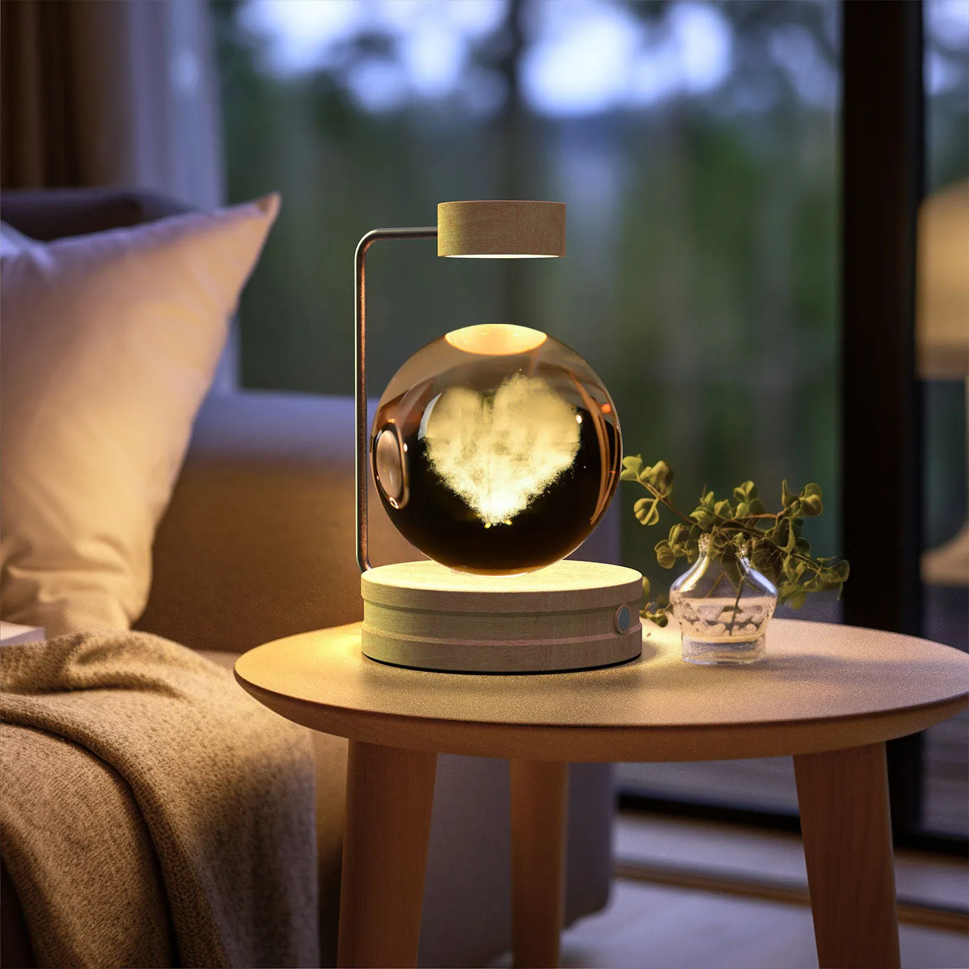 Crystal Ball Night Light | USB LED 3D Warm Bedside Lamp