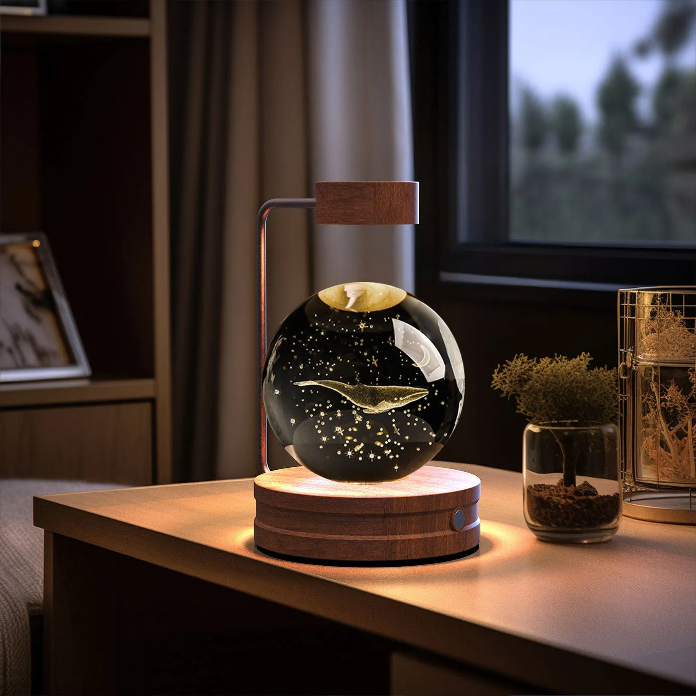 Crystal Ball Night Light | USB LED 3D Warm Bedside Lamp