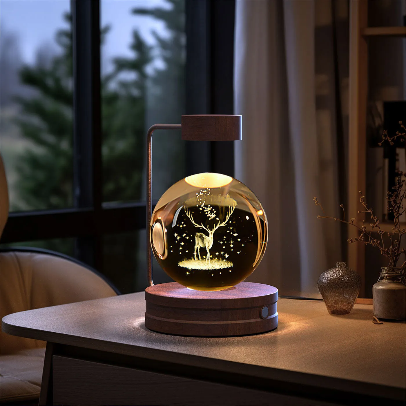 Crystal Ball Night Light | USB LED 3D Warm Bedside Lamp