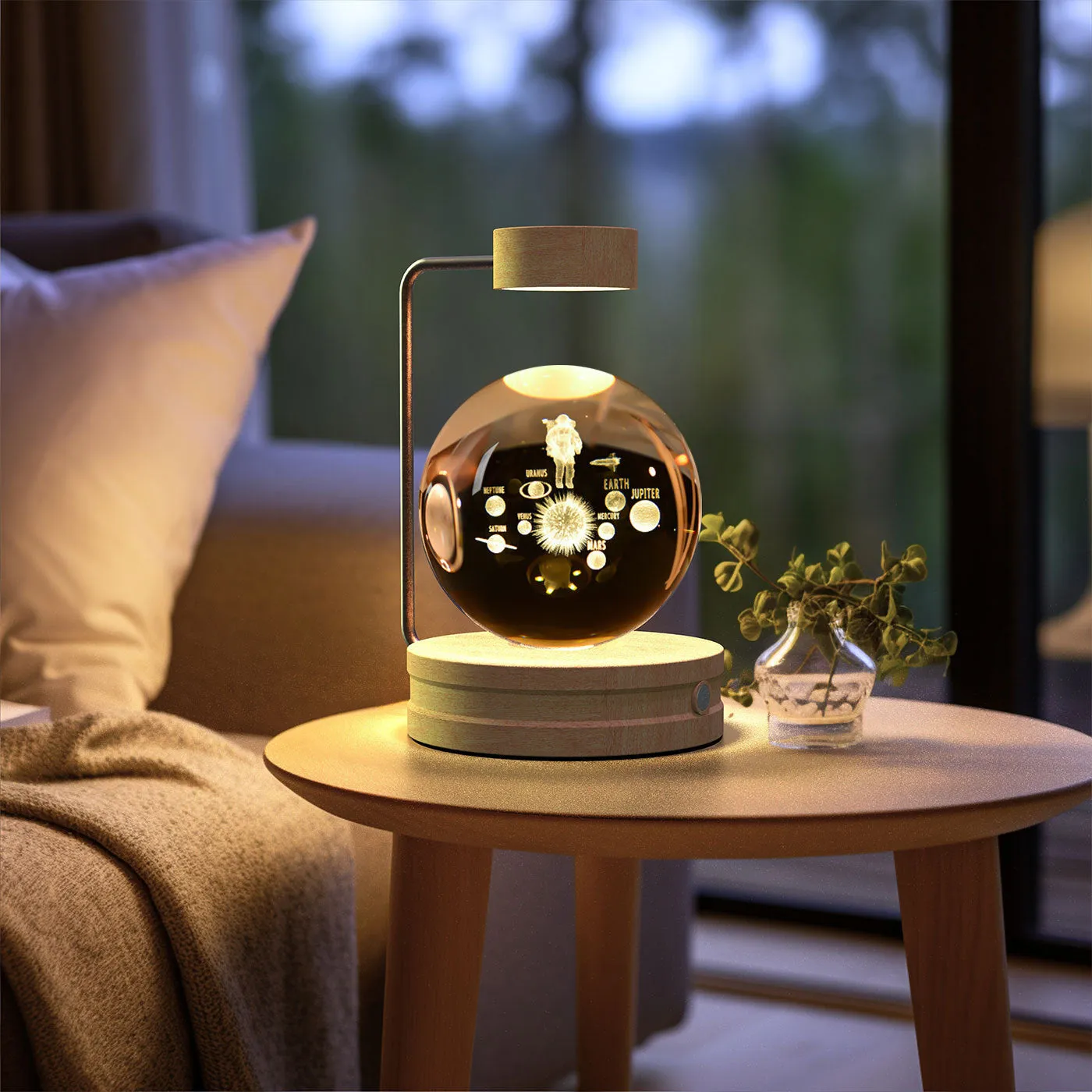 Crystal Ball Night Light | USB LED 3D Warm Bedside Lamp