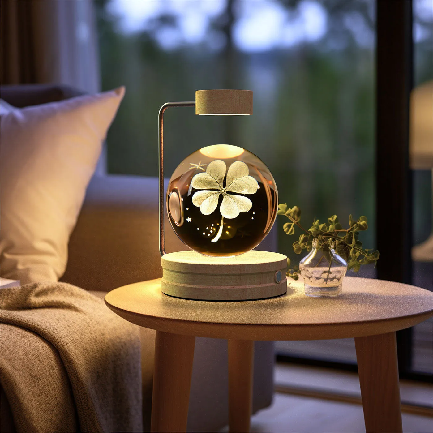 Crystal Ball Night Light | USB LED 3D Warm Bedside Lamp