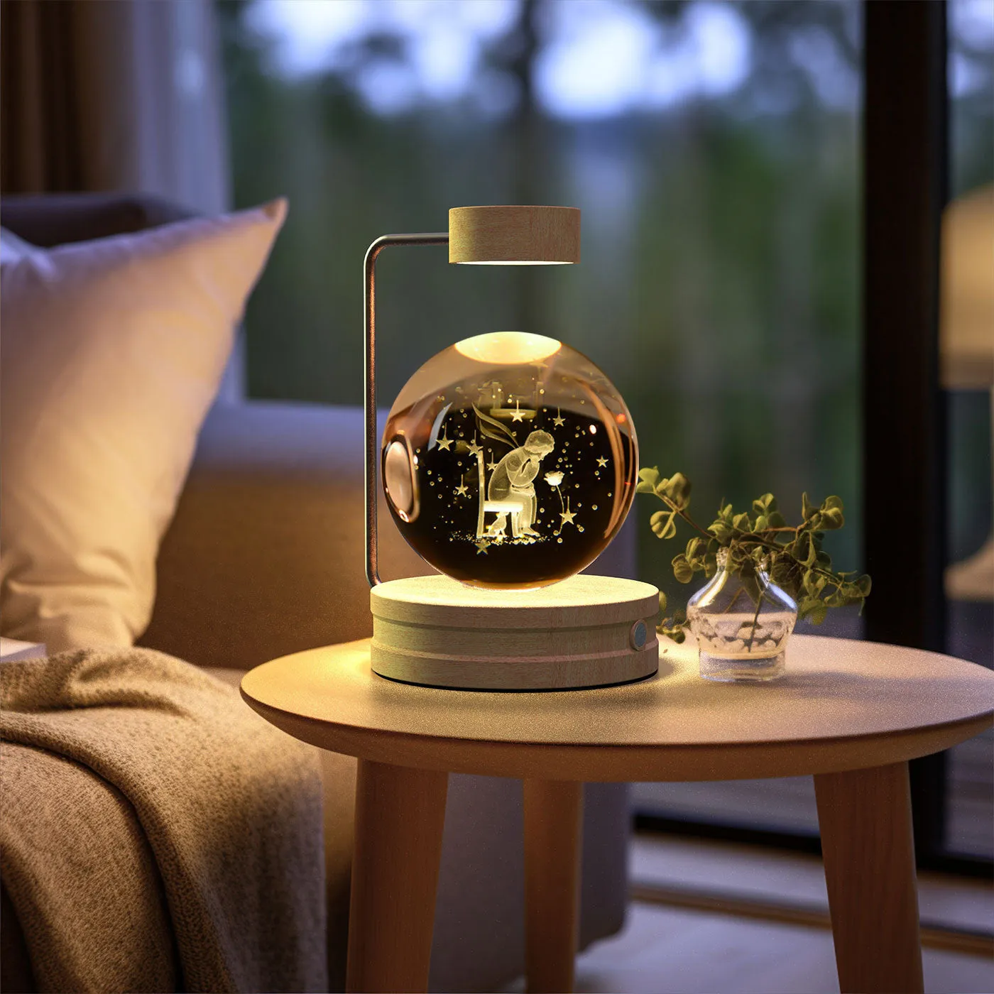 Crystal Ball Night Light | USB LED 3D Warm Bedside Lamp