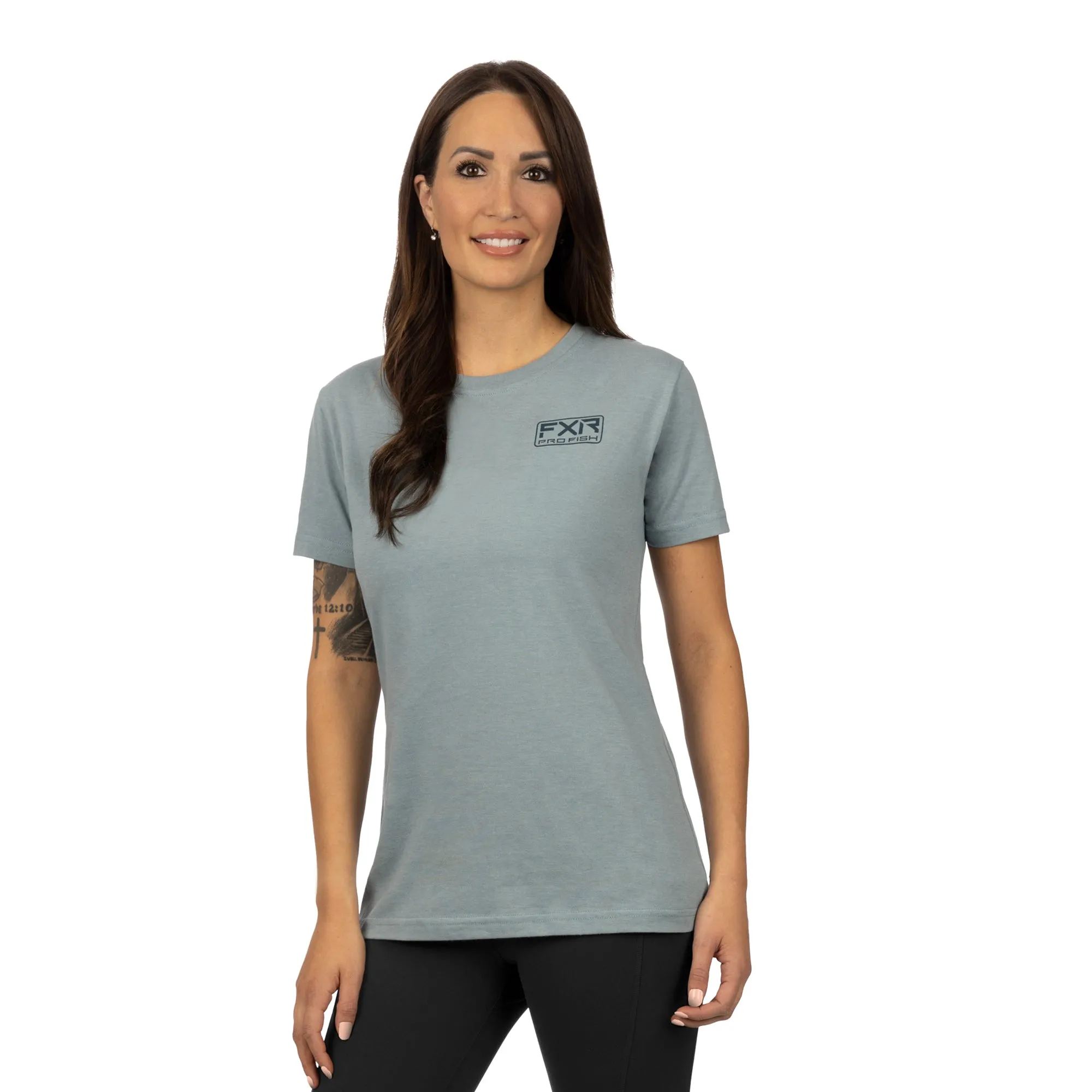 FXR Womens Walleye Premium T-Shirt Light Steel/Dark Steel Blue