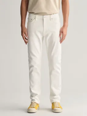 Gant Men White Solid Regular Fit Mid-Rise Jeans