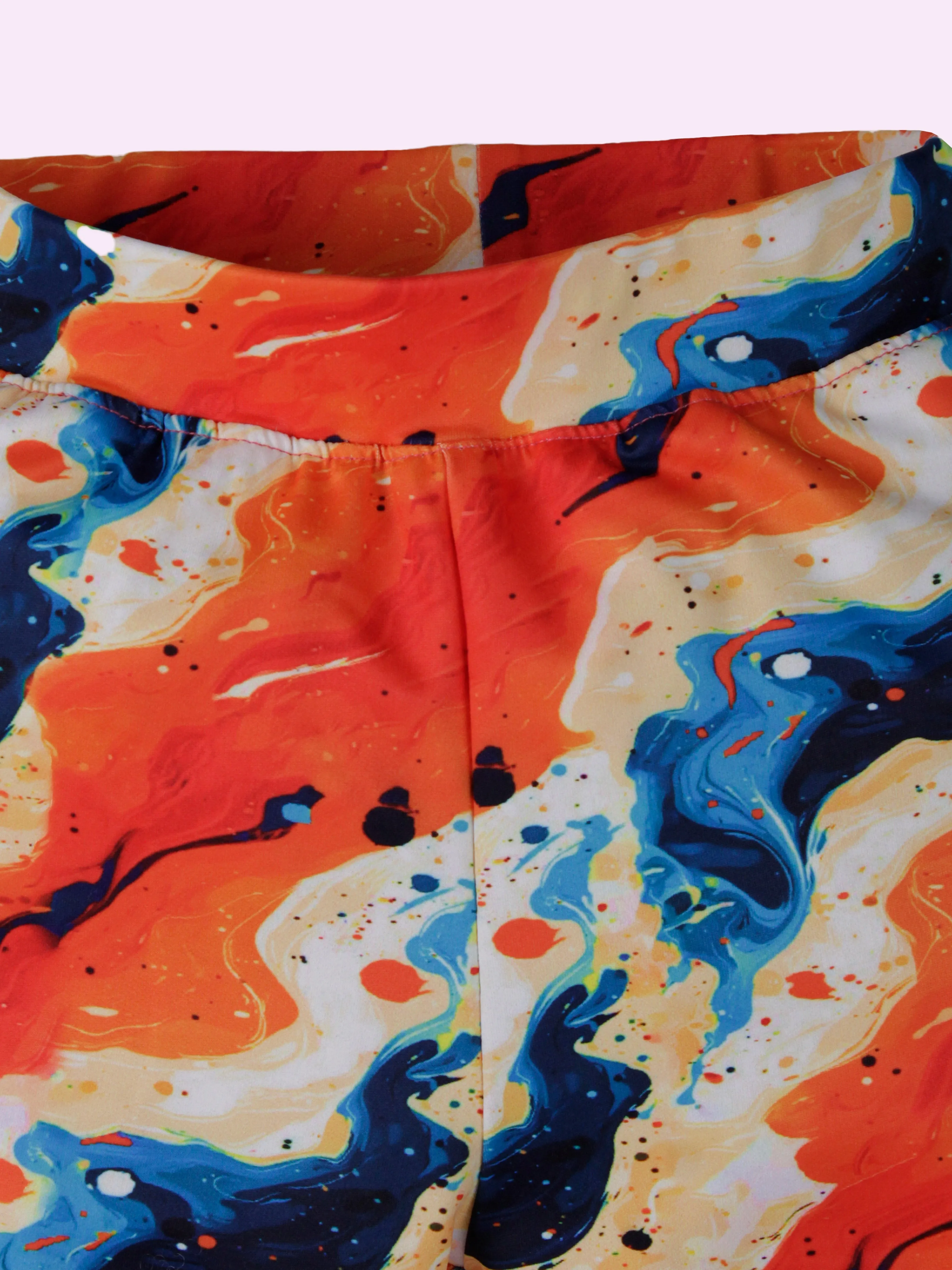 Girls Knee Length Tie & Dye All Over Printed Cycling Shorts