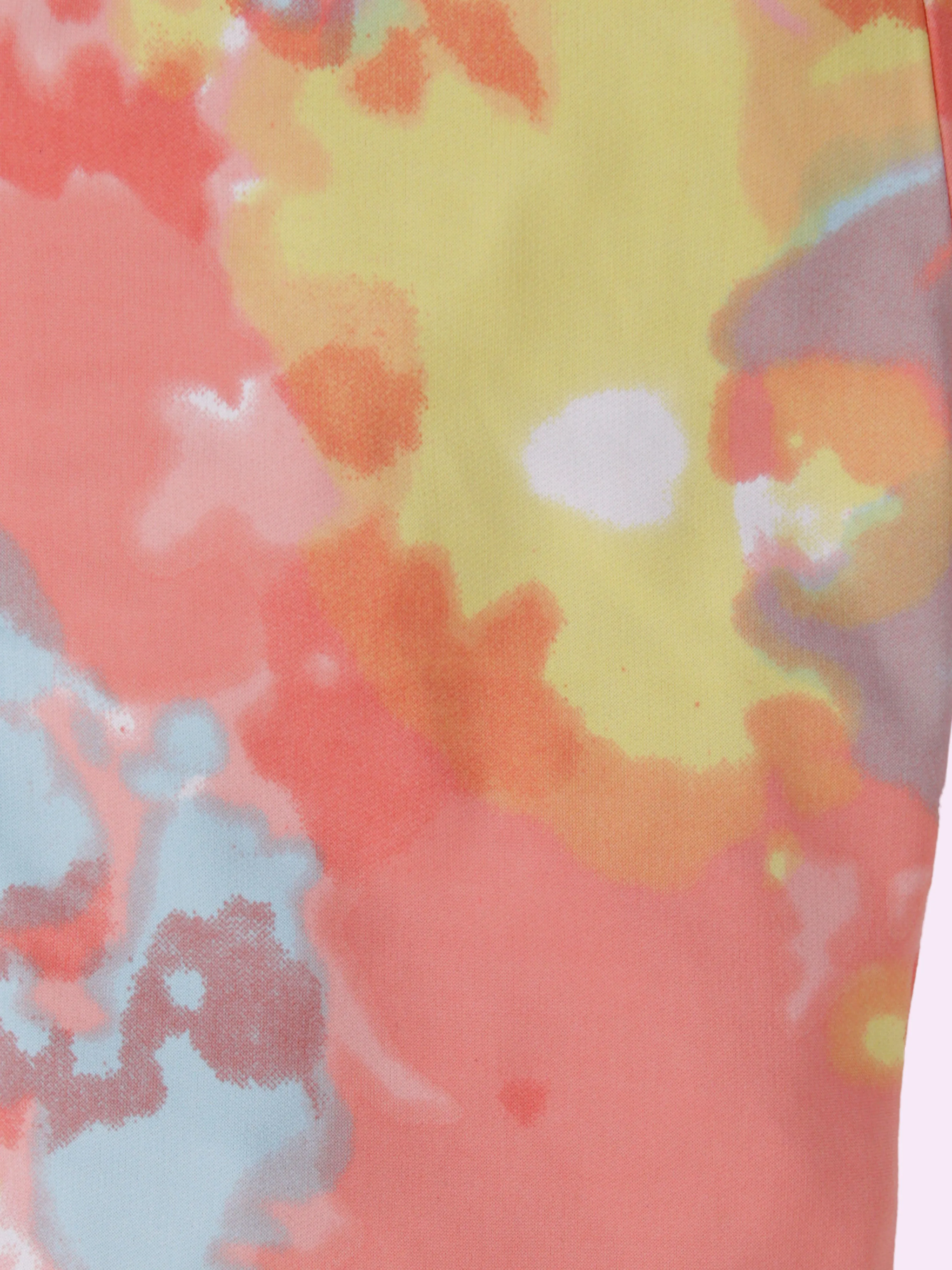 Girls Knee Length Tie & Dye All Over Printed Cycling Shorts