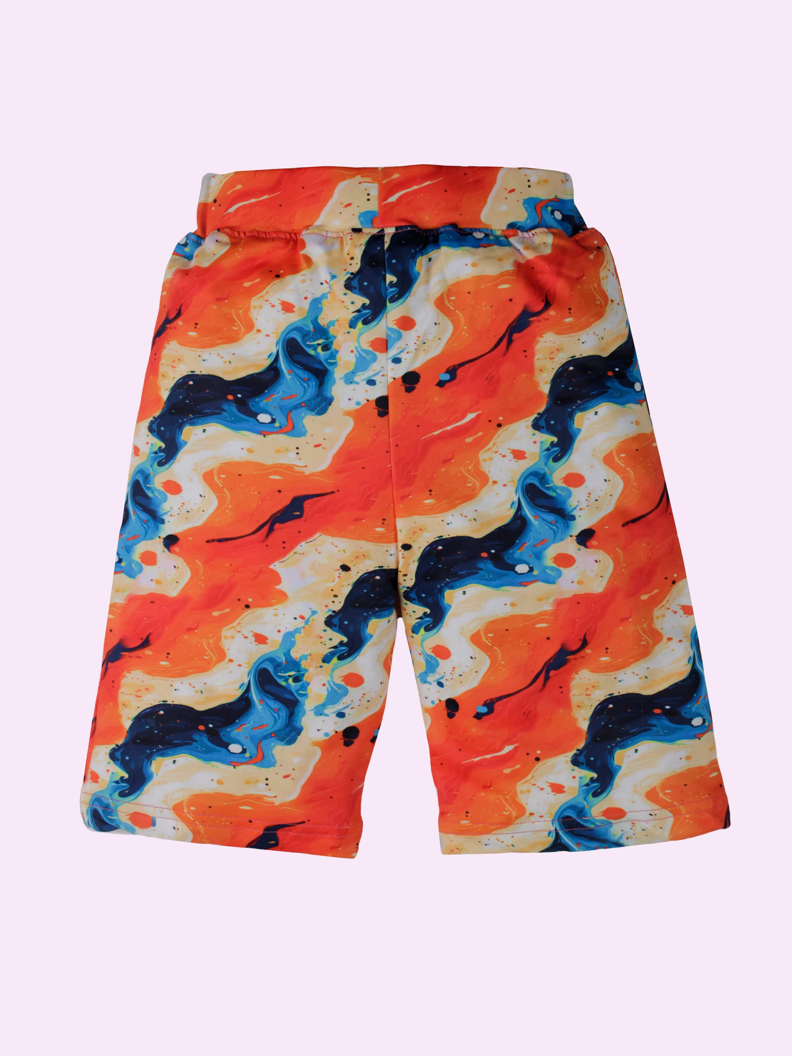 Girls Knee Length Tie & Dye All Over Printed Cycling Shorts