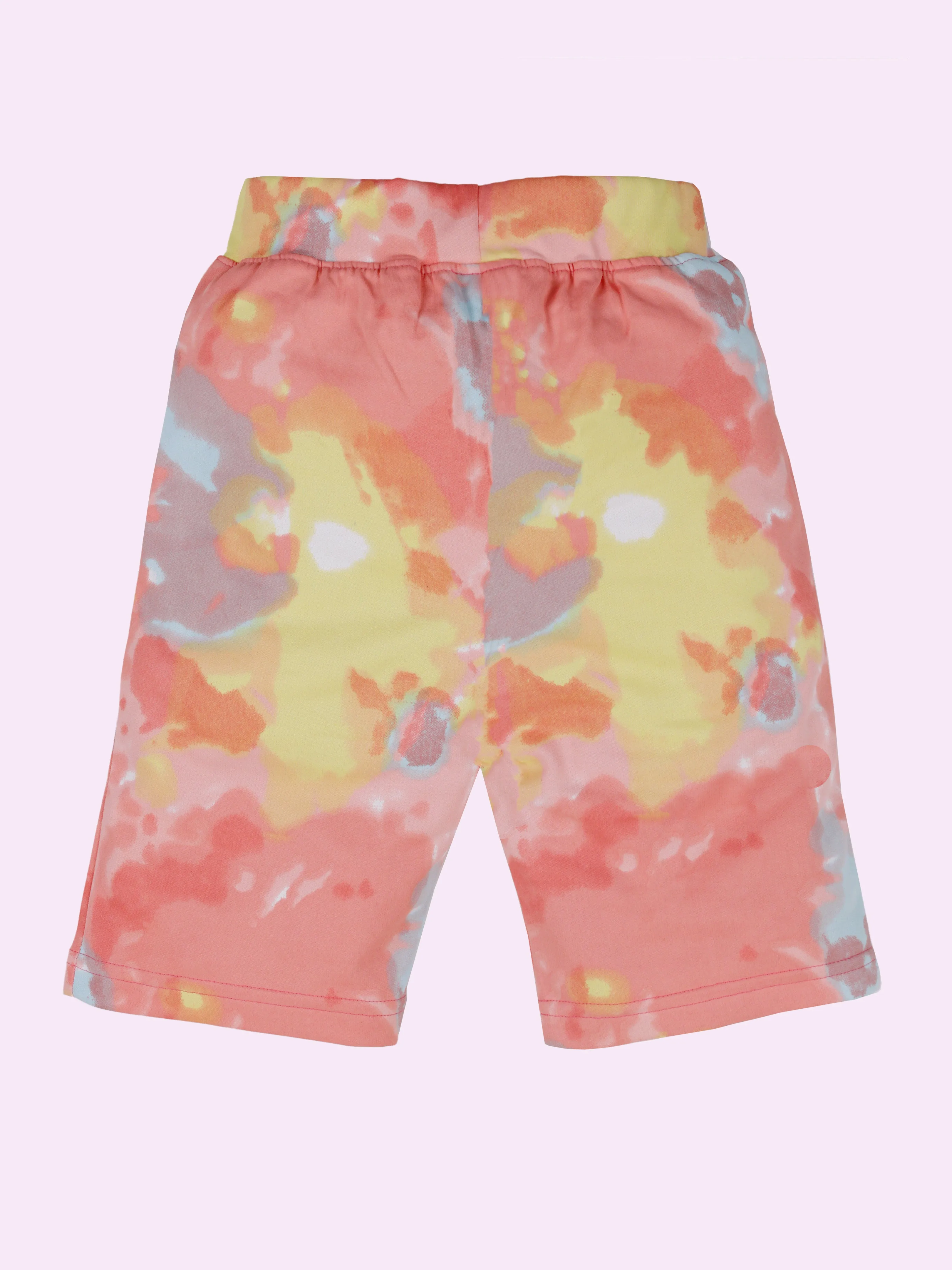 Girls Knee Length Tie & Dye All Over Printed Cycling Shorts