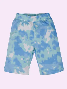 Girls Knee Length Tie & Dye All Over Printed Cycling Shorts